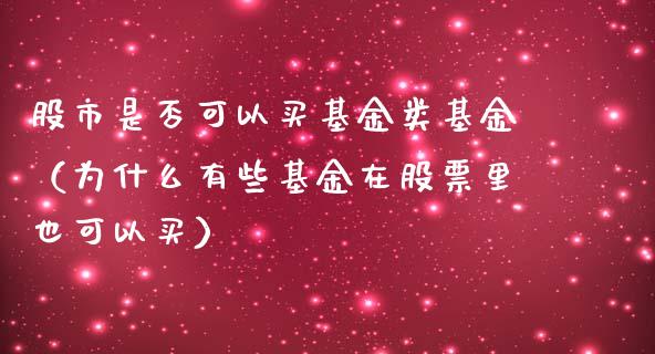 股市是否可以买基金类基金（为什么有些基金在股票里也可以买）_https://www.ltsssb.com_国际财经_第1张