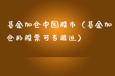 基金加仓中国股市（基金加仓的股票可否跟进）_https://www.ltsssb.com_基金频道_第1张