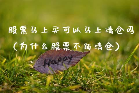 股票马上买可以马上清仓吗（为什么股票不能清仓）_https://www.ltsssb.com_股市分析_第1张