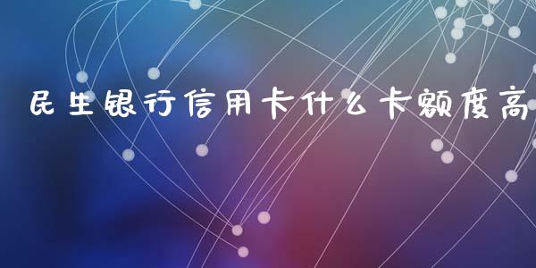 民生银行信用卡什么卡额度高_https://www.ltsssb.com_股市分析_第1张