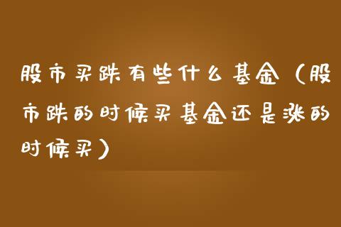 股市买跌有些什么基金（股市跌的时候买基金还是涨的时候买）_https://www.ltsssb.com_基金频道_第1张