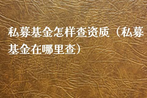 私募基金怎样查资质（私募基金在哪里查）_https://www.ltsssb.com_基金频道_第1张