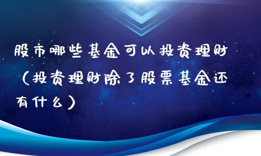 股市哪些基金可以投资理财（投资理财除了股票基金还有什么）_https://www.ltsssb.com_国际财经_第1张