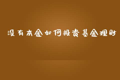 没有本金如何投资基金理财_https://www.ltsssb.com_基金频道_第1张