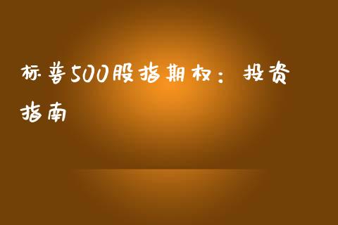 标普500股指期权：投资指南_https://www.ltsssb.com_国际财经_第1张