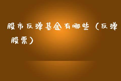 股市反弹基金有哪些（反弹 股票）_https://www.ltsssb.com_基金频道_第1张