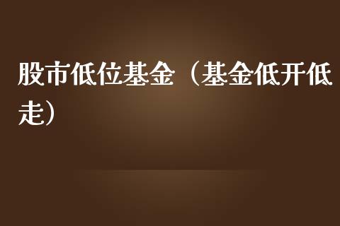 股市低位基金（基金低开低走）_https://www.ltsssb.com_基金频道_第1张