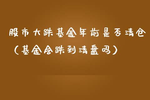 股市大跌基金年前是否清仓（基金会跌到清盘吗）_https://www.ltsssb.com_基金频道_第1张