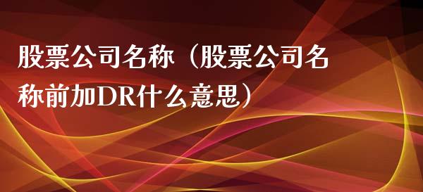 股票公司名称（股票公司名称前加DR什么意思）_https://www.ltsssb.com_新股数据_第1张