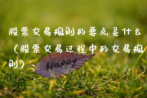 股票交易规则的要点是什么（股票交易过程中的交易规则）_https://www.ltsssb.com_股市分析_第1张
