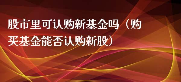 股市里可认购新基金吗（购买基金能否认购新股）_https://www.ltsssb.com_国际财经_第1张